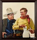 illustration for a William S. Hart silent Western movie by Henry Cruz Murphy, oil on canvas, sold May 2019