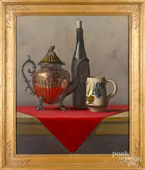still life by William Ewing III, oil on board, sold May 2019