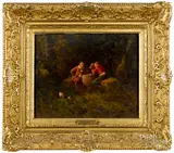titled Les Joueurs de Cartes by Guglielmo Innocenti, oil on panel, sold May 2019