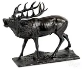 bull elk by Ferdinand Lugerth, bronze, sold May 2019