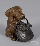 hound and fox inkwell by Franz Bergmann, bronze, sold May 2019