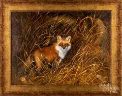 of a fox by Nancy Milburn Kleck, oil on canvas, sold Mar 2019