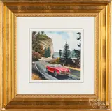 scene driving down a winding road by Ken Eberts, watercolor and gouache, sold Mar 2019
