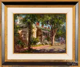 street scene by Rudy Colao, oil on board, sold Mar 2019