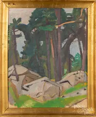 landscape by Jean Vanden Eeckhoudt, oil on board, sold Mar 2019