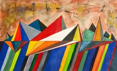 Mirage Study - 6 by Robert S. Neuman, 1966, watercolor, gouache, ink on paper, sold Mar 2022