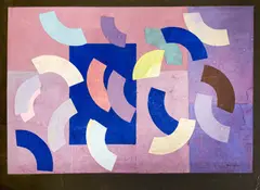 Patterns & Colors from Antiquity by Paul Horiuchi, 1983, oil and collage on canvas, sold Mar 2022