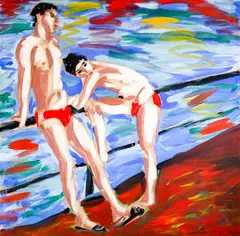 Strand (Beach) by Salomé, 1982, acrylic on canvas, sold Mar 2022