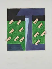 Untitled (Blues and Green) by Rex Lau, 1979, carved and painted wood, sold Mar 2022