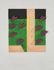 Untitled (Green and Beige) by Rex Lau, 1979, carved and painted wood, sold Mar 2022