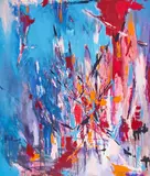 Untitled (Abstract Composition) by Gene Hutner, oil on canvas, sold Mar 2022