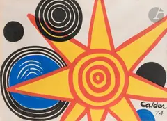 Sun shine by Alexander Calder, 1974, Gouache et encre, sold Sep 2023