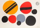 Chevrons noirs sur rouge et jaune. 1960 by Alexander Calder, Lithographie, sold Sep 2023