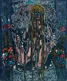 Suzanne et les vieillards by Robert Combas, Technique mixte et collage sur toile, sold Feb 2014