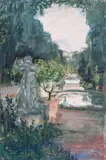 Coin de parc à la statue by Pierre Laprade, Gouache, sold Feb 2013