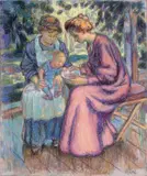 Au jardin by Jean Peske, Pastel sur papier, sold Feb 2013