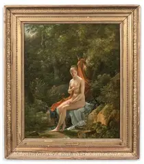 La Rêverie (Idylle) by Pierre-Antoine Mongin, 1818, Toile, sold Jun 2020