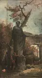 Penseur au pied d'une by Hubert Robert, Toile, agrandie à gauche, sold Jun 2020