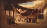 Caravansérail au khan kalil au Caire (Égypte) by Théodore Frère, Panneau, sold Jan 2020