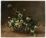 Jetée de pensées, paquerettes, giroflées et iris by Émile Schuffenecker, Toile, sold Jan 2020