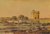 La Tour Carbonnière by Simone Silhol-Bouzanquet, Encre et gouache sur papier, sold Feb 2021