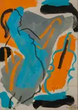 La muse by Pierre Ambrogiani, Encre et gouache sur papier, sold Feb 2021