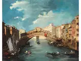 Il Ponte di Rialto by Giacomo Guardi, oil on canvas, sold Jun 2024