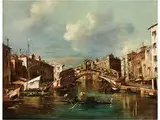 Ansicht des Canal Grande mit Rialtobrücke by Francesco Guardi, oil on canvas, offered Mar 2015