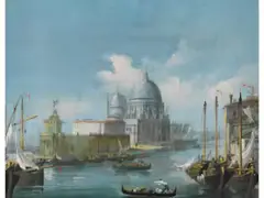 Venedig, Blick auf Santa Maria Della Salute und die Punta Della Dogana by Giuseppe Bernardino Bison, gouache, sold Jun 2026
