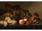 Stillleben mit Trauben und Pfirsichen by Floris Gerritsz van Schooten, oil on panel, offered Jul 2020