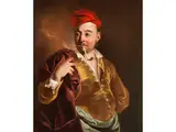 Portrait Eines Sich Ankleidenden Mannes mit Pfeife by Jan Kupetzky, oil on canvas, offered Jun 2021