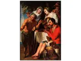 Il Satiro e il Contadino - der Satyr Beim Bauern by Jacob Jordaens, oil on panel, offered Mar 2015