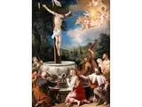 Christus am Kreuz als Allegorischer Gnadenbrunnen by Niccola Grassi, oil on canvas, sold Jun 2019