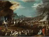 Die Israeliten in der Wüste by Cornelio Brusco, oil on panel, offered Sep 2017