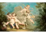 Spielende Putti by Pierre-Antoine Baudouin, 1723 - 1769, oil on canvas, offered Dec 2019