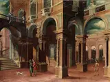 Capriccio Eines Palastes by Stefano Orlandi, oil on canvas, sold Jun 2019