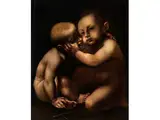 Christuskind und Johannesknabe in Umarmung by Gian Giacomo Caprotti, oil on panel, offered Sep 2016