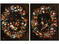 Allegorische Puttenbilder mit dem Thema „luft“ by Michele Rocca, oil on canvas, offered Sep 2016