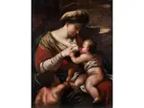 Maria Lactans mit dem Johannesknaben by Luca Giordano, oil on canvas, sold Jun 2025
