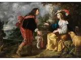 Eleganter Kavalier Hofiert Eine Junge Dame by Abraham van Diepenbeck, oil on canvas, sold Jun 2024