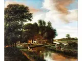 Nackte Badende an Einem Flusslauf in der Nähe Eines Bauernhauses by Pieter van Asch, oil on panel, sold Jun 2024