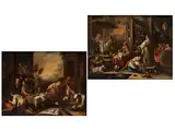 Maria und Jesus Speist mit Seinen Jüngern in Emmaus by Francesco Bassano d. J., oil on canvas, offered Sep 2021