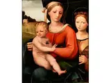 Maria mit Kind und Weiblicher Heiligen by Innocenzo da Imola, oil, sold Mar 2015