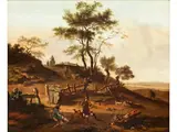 Hügelige Dünenlandschaft mit Figuren by Jan Wijnants, oil on canvas, offered Jun 2023