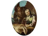 Alte Frau und Junger Wirt by Giacomo Francesco Cipper, oil on canvas, offered Apr 2016