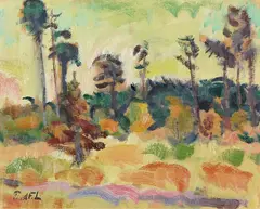 Lichtung by Else Lohmann, Öl auf Papier, auf Karton aufgezogen, sold Nov 2013