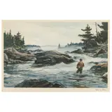 Trout Fishing by Ogden Pleissner, Color lithograph on paper, sold Oct 2023