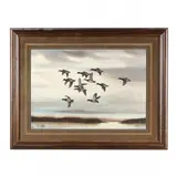 Ringnecks in Flight by R.J. Nelson, Watercolor on paper, sold Oct 2023