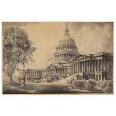 United States Capitol by Louis Orr, Etching, sold Oct 2023