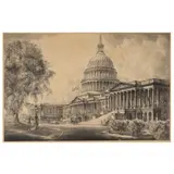 United States Capitol by Louis Orr, Etching, sold Oct 2023